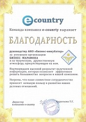 Благодарность E-Country